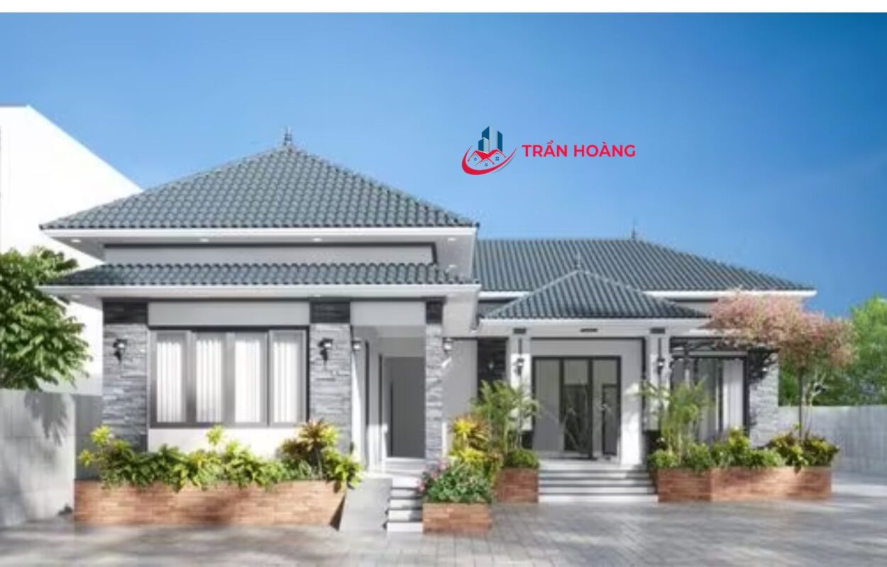 Mẫu nhà cấp 4 mái Nhật 3 phòng ngủ chữ L