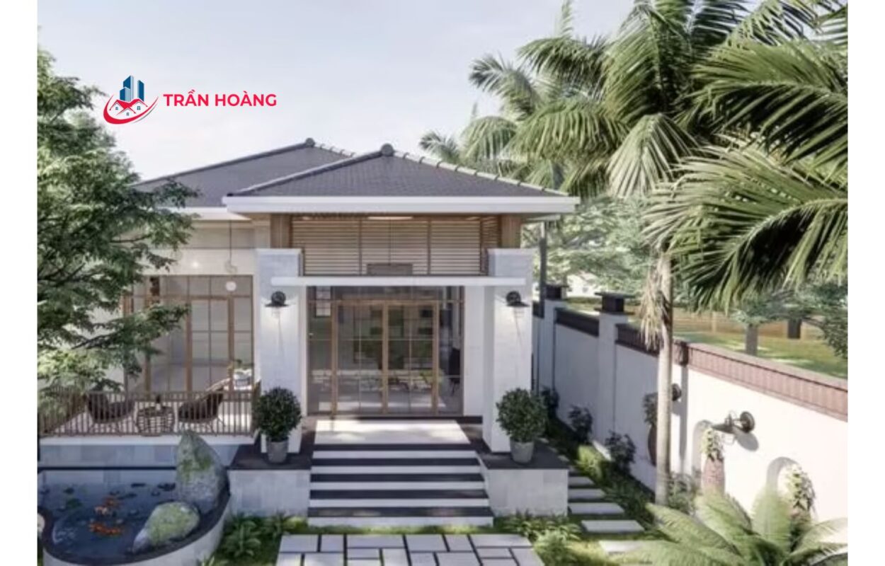 Mẫu nhà cấp 4 mái Nhật 3 phòng ngủ chữ L 