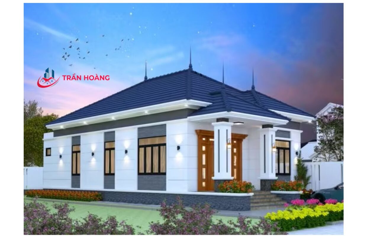 Mẫu nhà cấp 4 mái Nhật 3 phòng ngủ có sân vườn