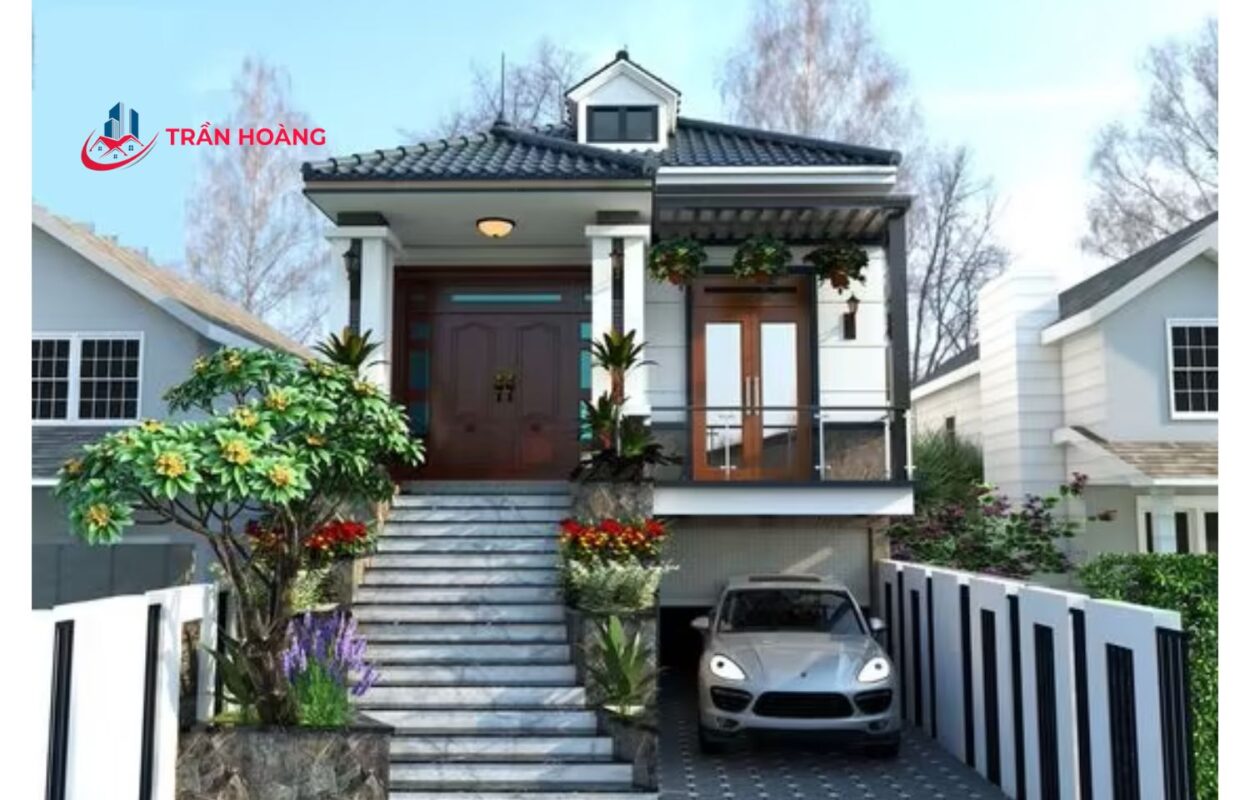 Nhà cấp 4 mái Nhật 3 phòng ngủ có gara