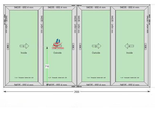 Kích thước cửa sổ 4 cánh