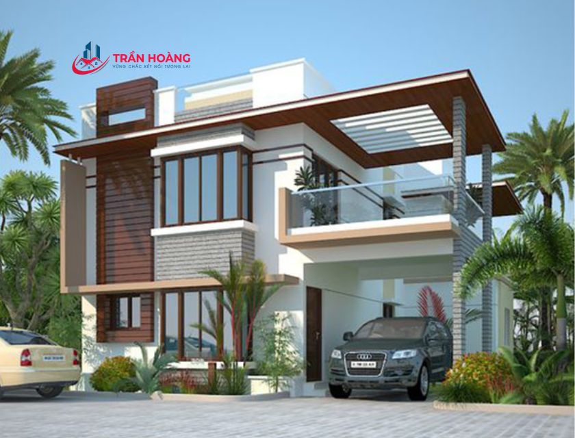 mẫu nhà 2 tầng có sân thượng