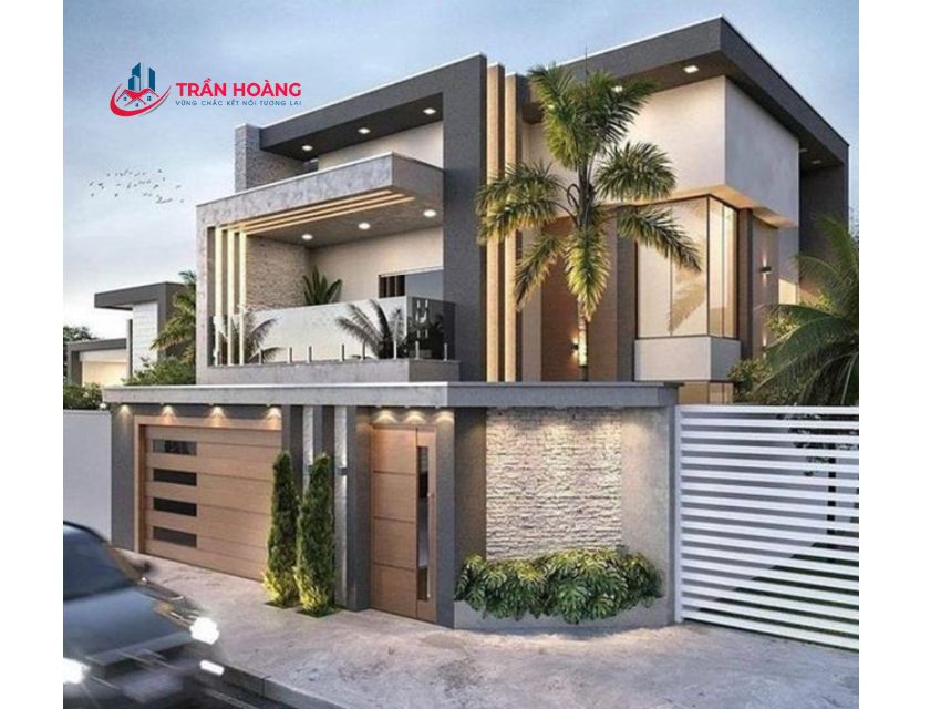 mẫu nhà 2 tầng có sân thượng