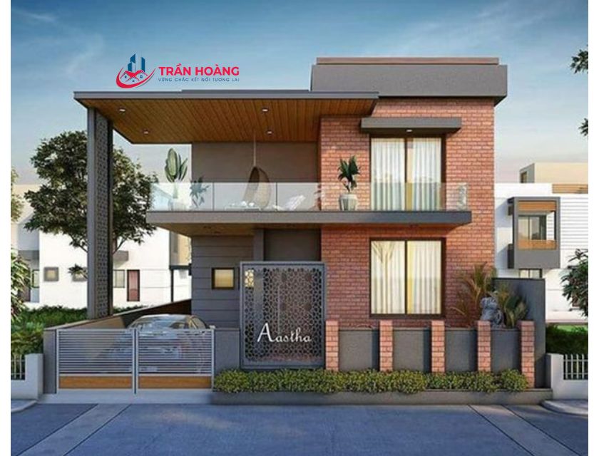 mẫu nhà 2 tầng có sân thượng