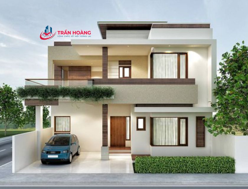 mẫu nhà 2 tầng có sân thượng