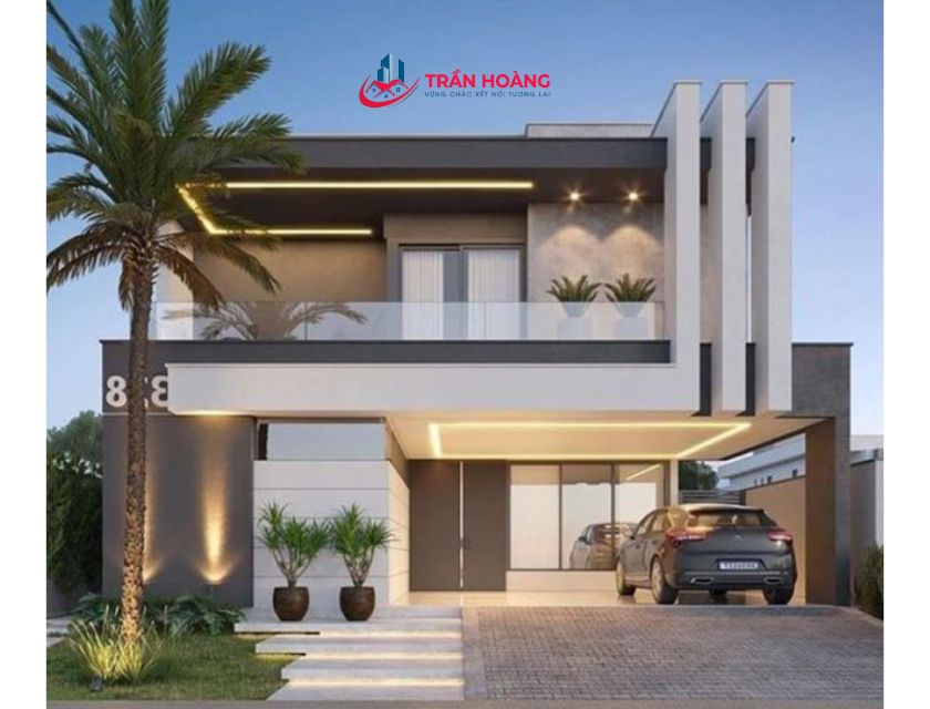 mẫu nhà 2 tầng có sân thượng