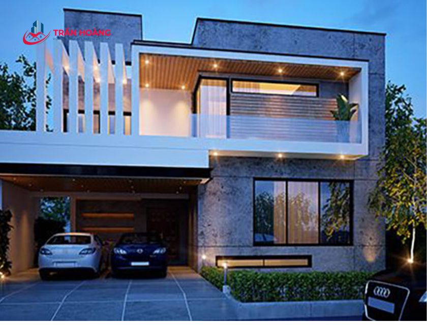 mẫu nhà 2 tầng có sân thượng