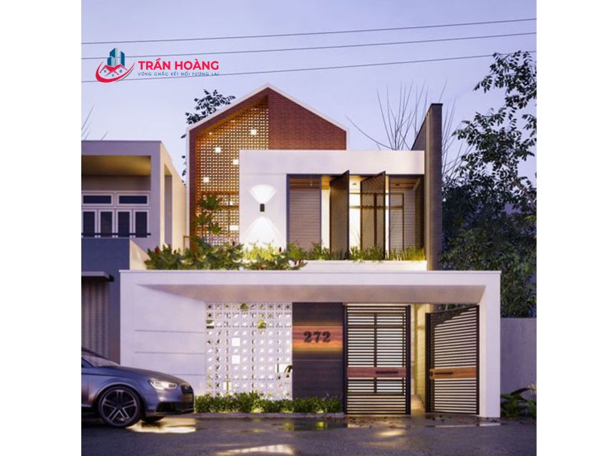 mẫu nhà 2 tầng có sân thượng