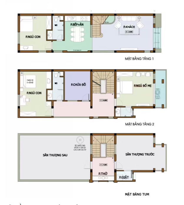 Bản vẽ nhà 2 tầng 5x18m 4 phòng ngủ