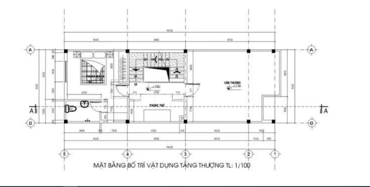 Bản vẽ tầng 2 nhà 2 tầng 70m2