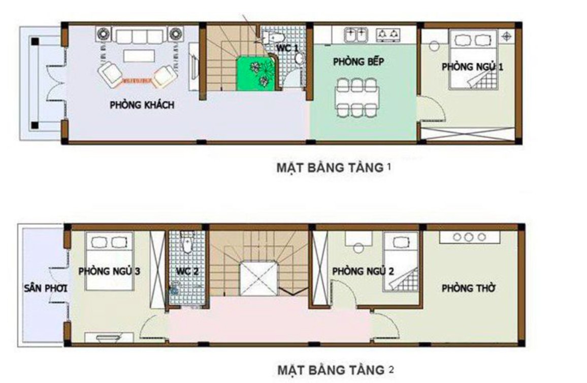 Mẫu bản vẽ nhà 2 tầng hiện đại 3 phòng ngủ