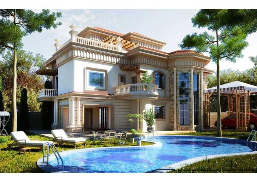 Nhà cổ điển 2 tầng có bể bơi