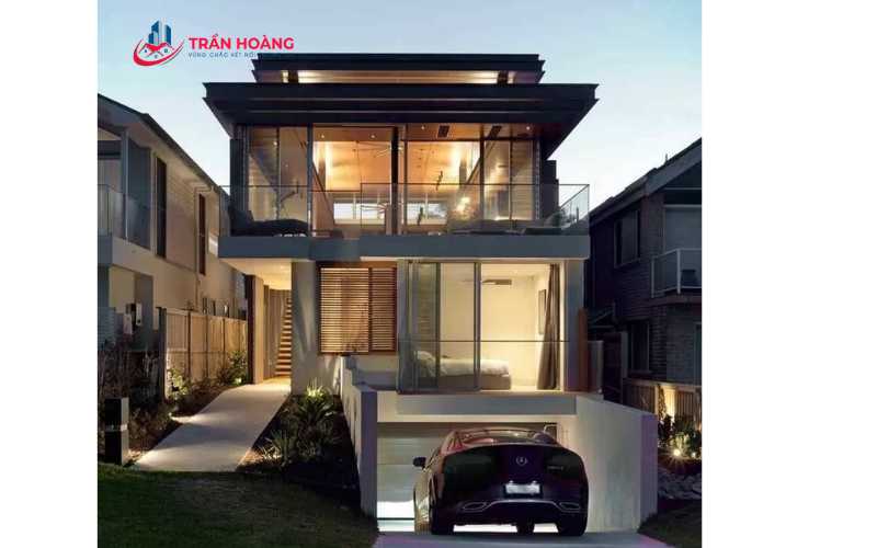 Mẫu nhà ống có tầng bán hầm đẹp đơn giản