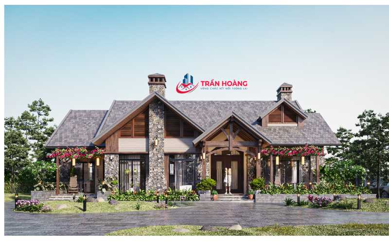 Tổng quan mặt bằng công năng mẫu biệt thự nhà vườn 1 tầng mái dốc BT2311