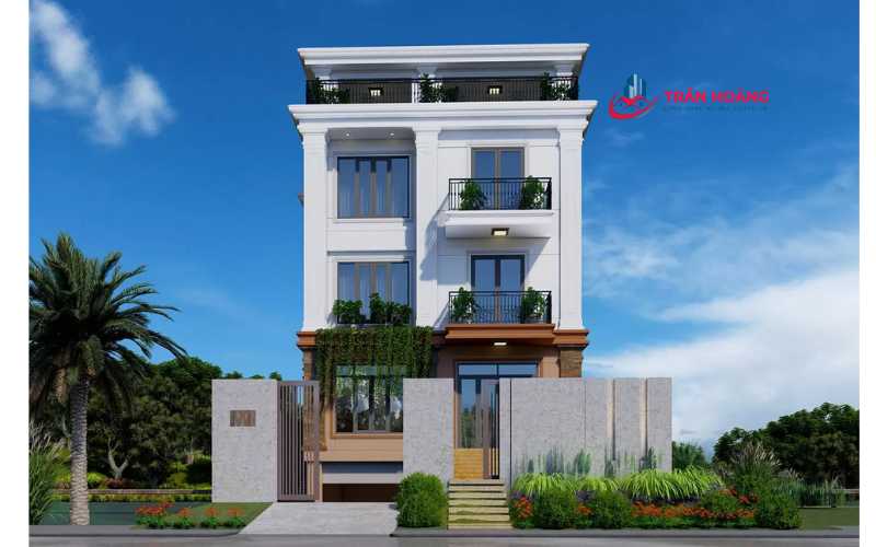 Biệt thự tân cổ điển có tầng hầm nổi