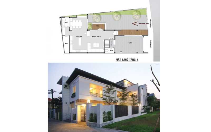 Nhà phố hiện đại trên đất hình thang